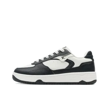 XTEP Abrasion Resistant Lightweight Slip Resistant Low Top Skateboard Shoes Men's Black Canvas White