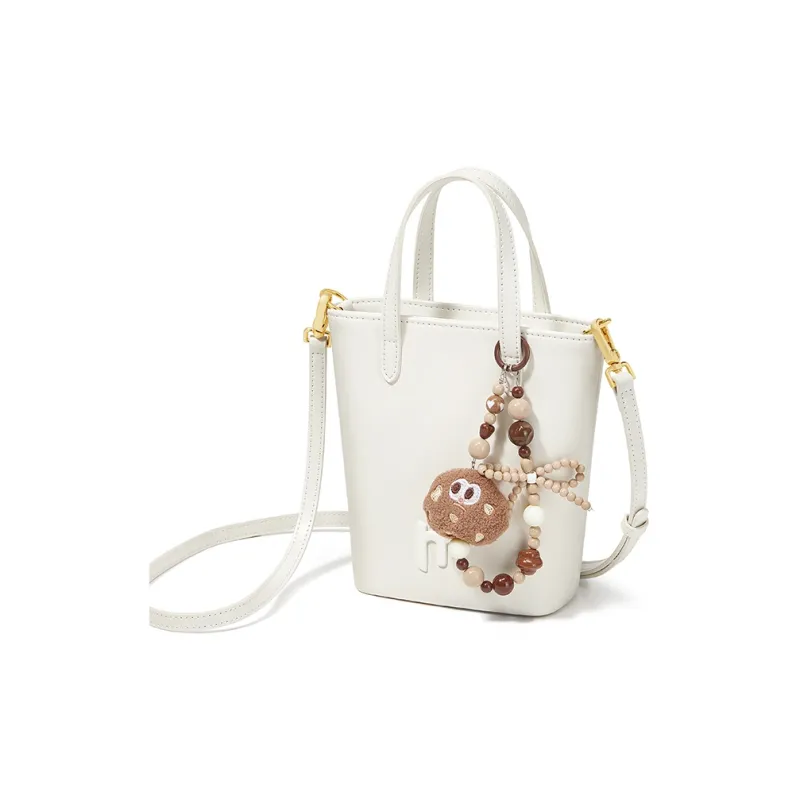 CNOLES Cow Leather Handbag, Shoulder Bag, Crossbody Bag Regular Women's Cream White-1