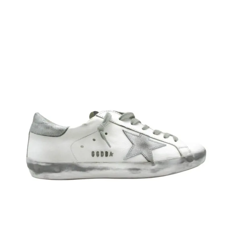Golden Goose Super Star Low Top Skateboard Shoes Men's White Silver-1