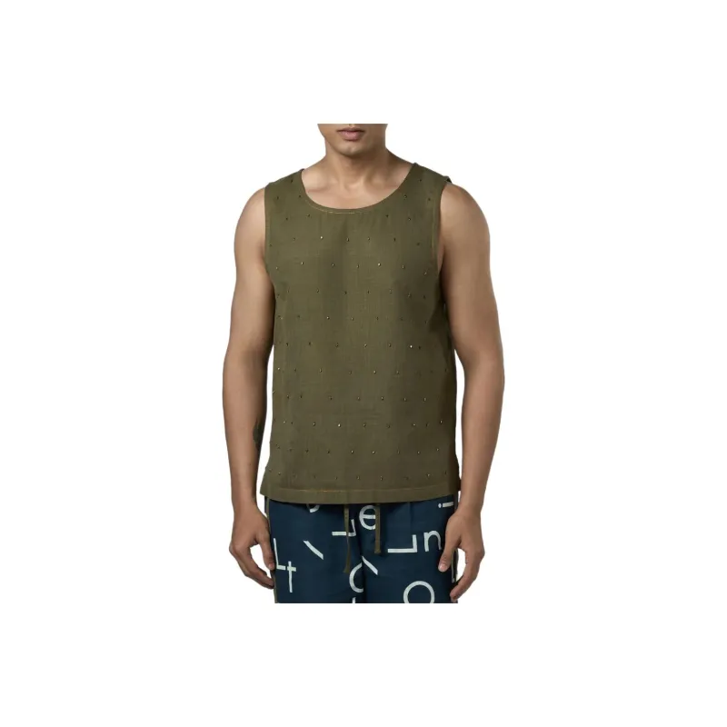 PRONOUNCE Tank Tops Men Olive Green-0