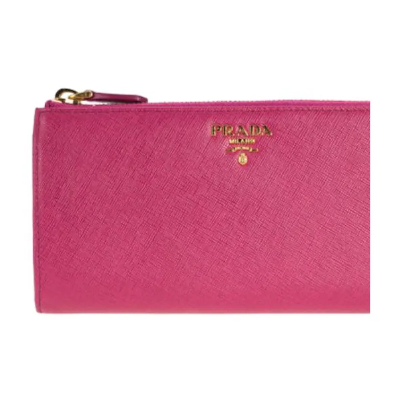 PRADA Cow Leather Wallet Women's Rose Red-2