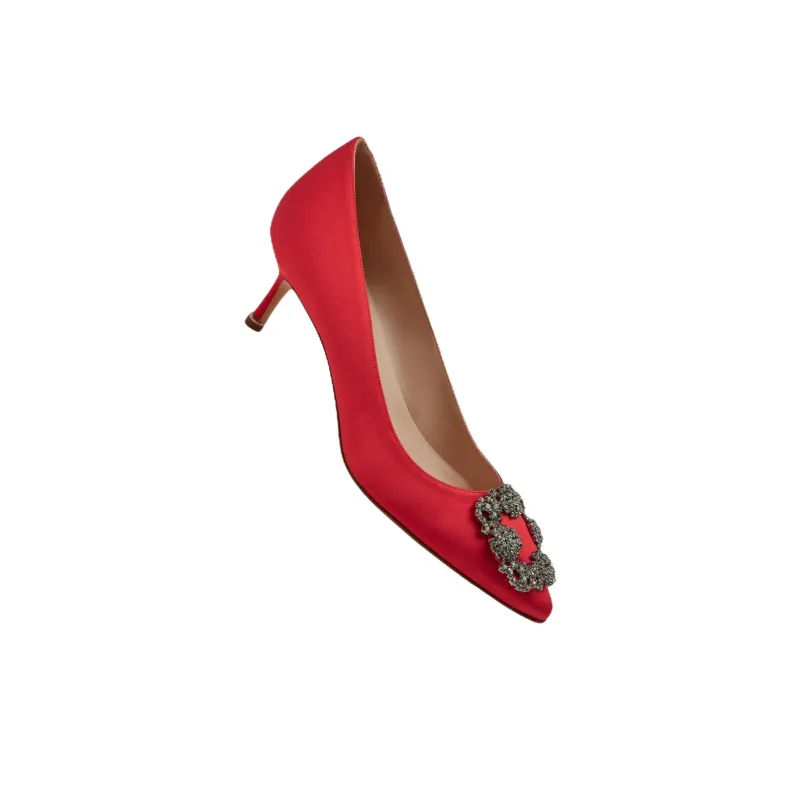 MANOLO BLAHNIK Hangisi Slim Heel High Heels 5cm Women's Red-3