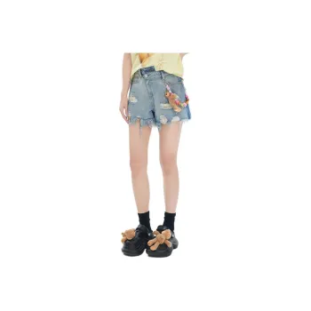 LALABOBO Denim Shorts Women's Medium Blue White