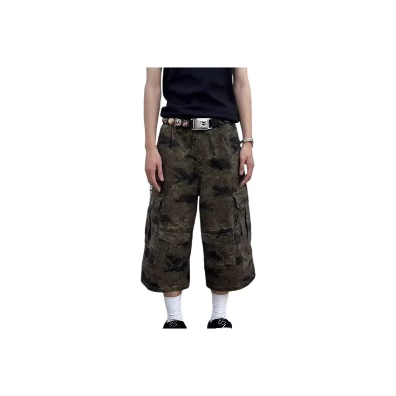 DUATOGE Denim Shorts Men Camouflage -0