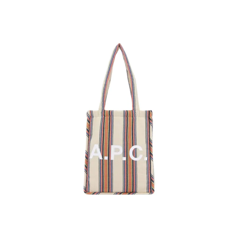 A.P.C Fabric Tote Bag, Shopping Bag, Shoulder Bag Women's Beige & Orange-0