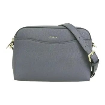 Furla Leather Shoulder Bag, Crossbody Bag Extra Large Women's Dark Gray