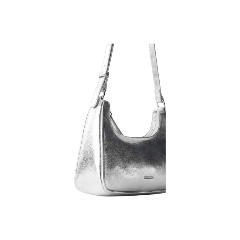 ZARA Polyurethane Shoulder Bag Women's Silver-4