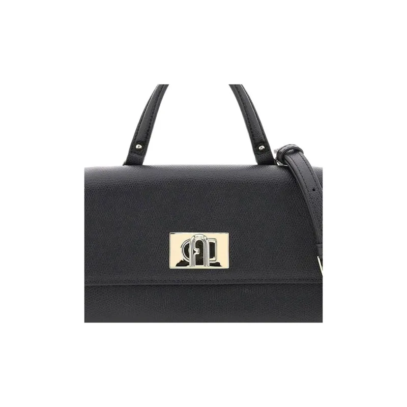 Furla 1927 Collection Textured Leather Shoulder Bag, Crossbody Bag, Handbag Tubas Women's Black-4