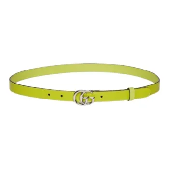 GUCCI Leather Belts Women's Green Width 2CM