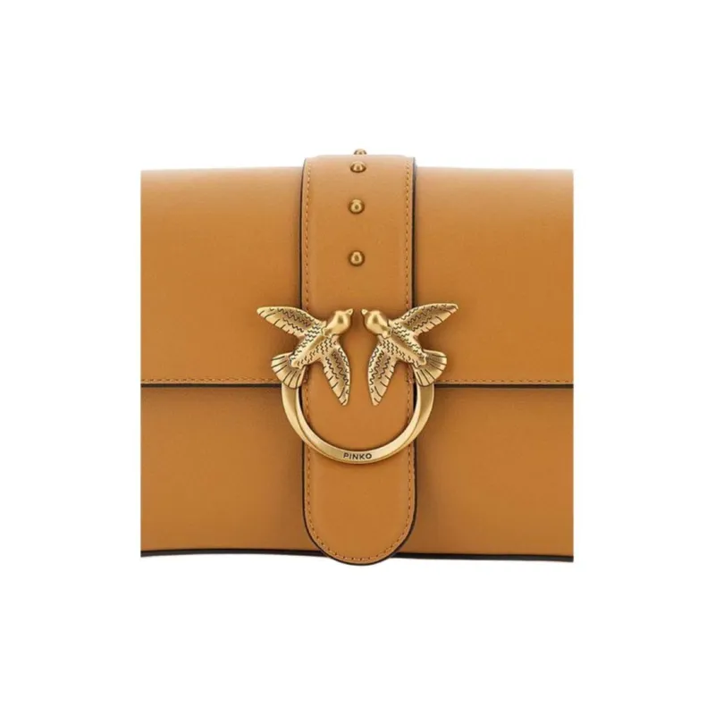 PINKO Calfskin Shoulder Bag Women's Brown-3