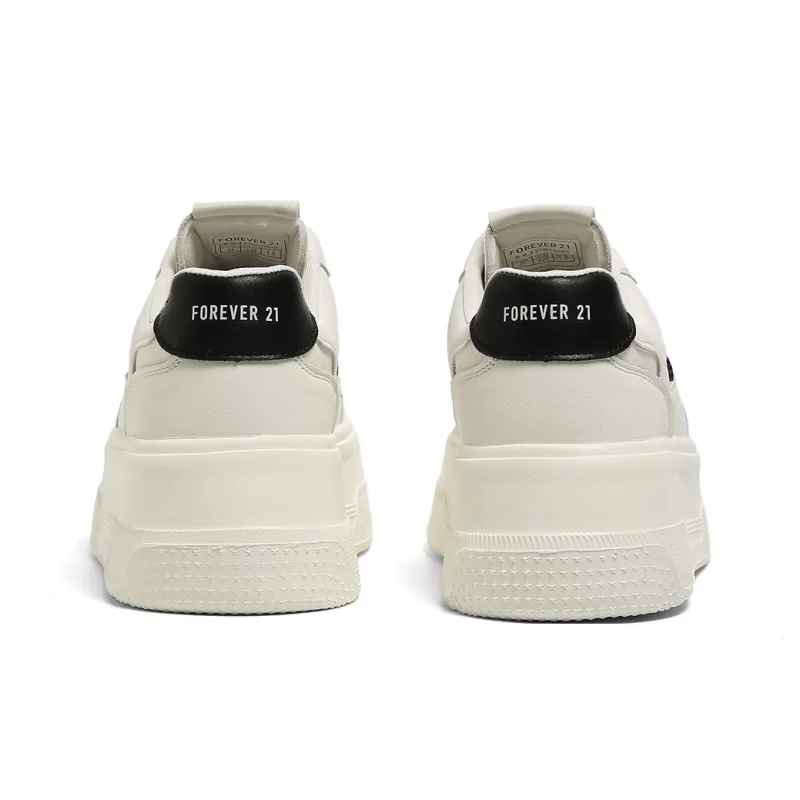 FOREVER 21 Height Increasing Abrasion Resistant Lightweight Slip Resistant Low Top Skateboard Shoes Women's White-4