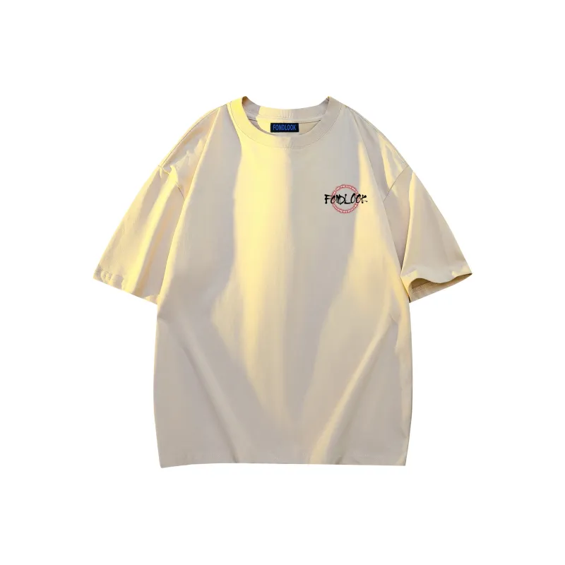 FONDLOOK T Shirts Unisex Light Beige Apricot-1