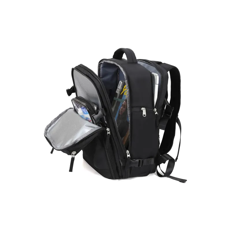 JEANSWEST Polyamide Backpack Unisex Black/Pink-3