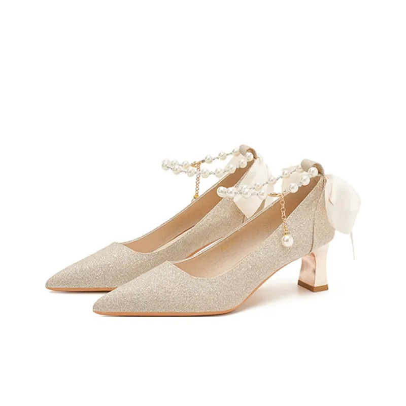 KATHRYN WILSON Chunky Heel High Heels 5.5cm Women's Champagne-2