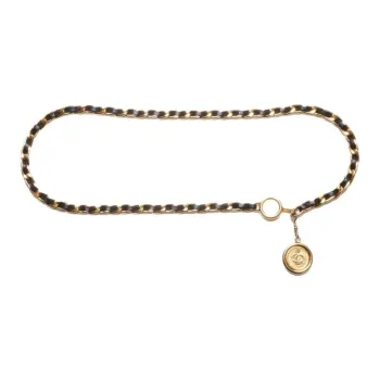 CHANEL Gold Plated, Lambskin Waist Chains Women's Black 