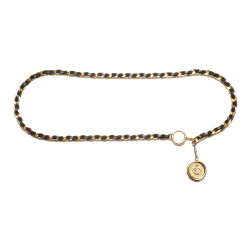 CHANEL Gold Plated, Lambskin Waist Chains Women's Black 
