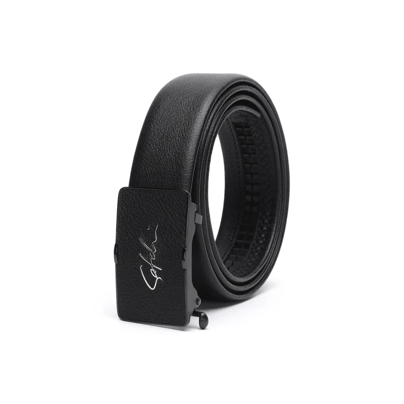 Satchi Cow Leather Belt Men's Black 3.4cm-1