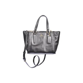 COACH Leather One Shoulder Handbag Tubas Women's Black
