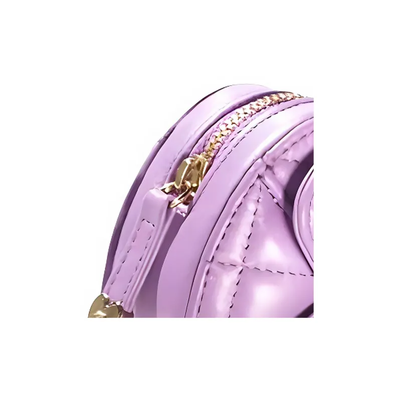 CHANEL 22SS Leather Heart Bag Chain Bag Earphone Case Coin Purse Women's Purple-2