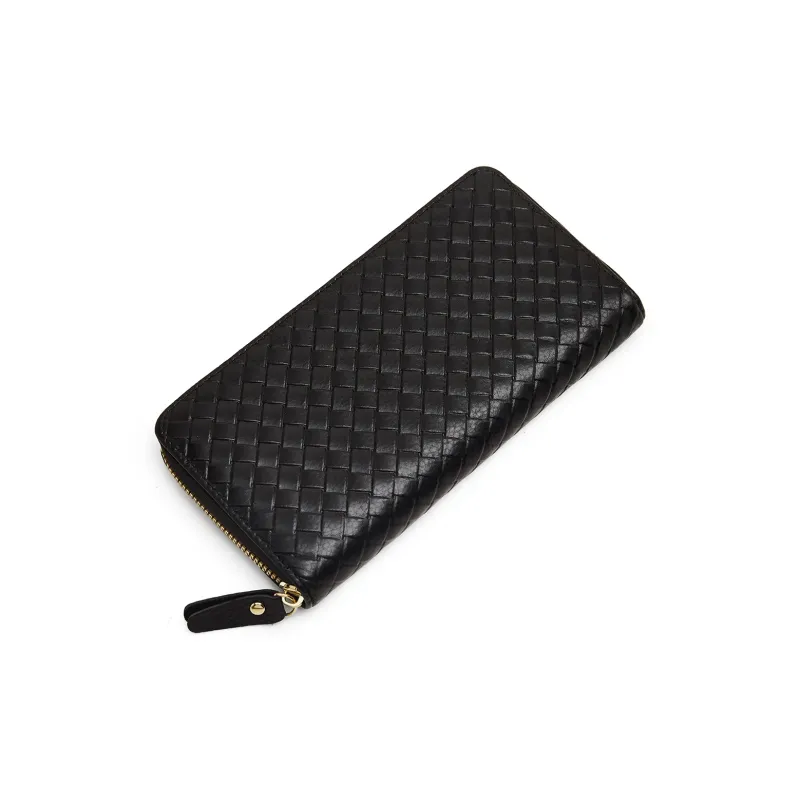 Old Man's Head Cow Leather Wallet Regular Men's Black-6