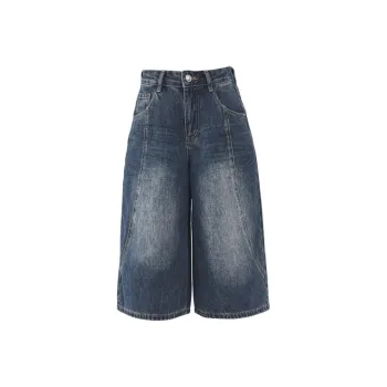 PVJ Denim Shorts Women's YC4001 Blue Gray Capri Pants