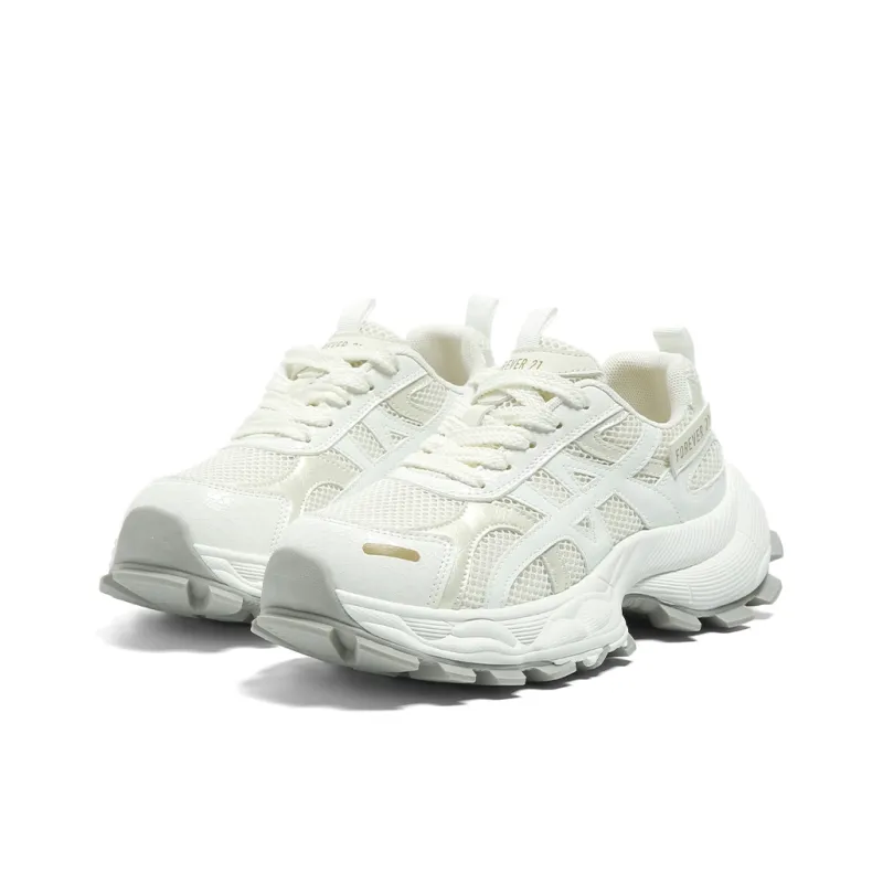 FOREVER 21 Shock Absorbers With Abrasion Resistant And Slip Resistant Properties Low Top Chunky Sneakers Women's Ecru-1