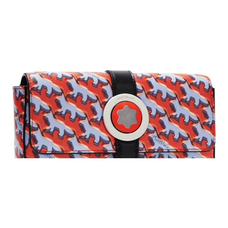 MONTBLANC MAISON KITSUNE Collaboration Leather Clutch, Crossbody Bag Regular Men's Orange-3