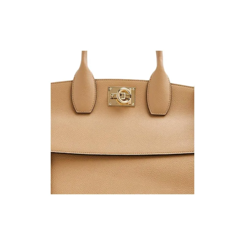 FERRAGAMO Studio Calfskin Tote Bag Shopping Bag Handbag Medium Size Women's Beige-4