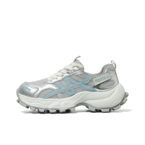 FOREVER 21 Low Top Chunky Sneakers Women's Silver Blue