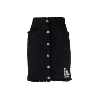 PHILIPP PLEIN Crystal Skull Tweed Short Skirt