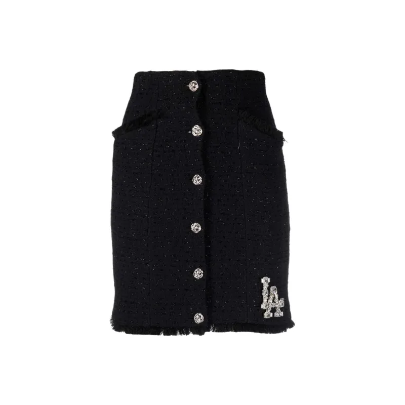 PHILIPP PLEIN Crystal Skull Tweed Short Skirt-0
