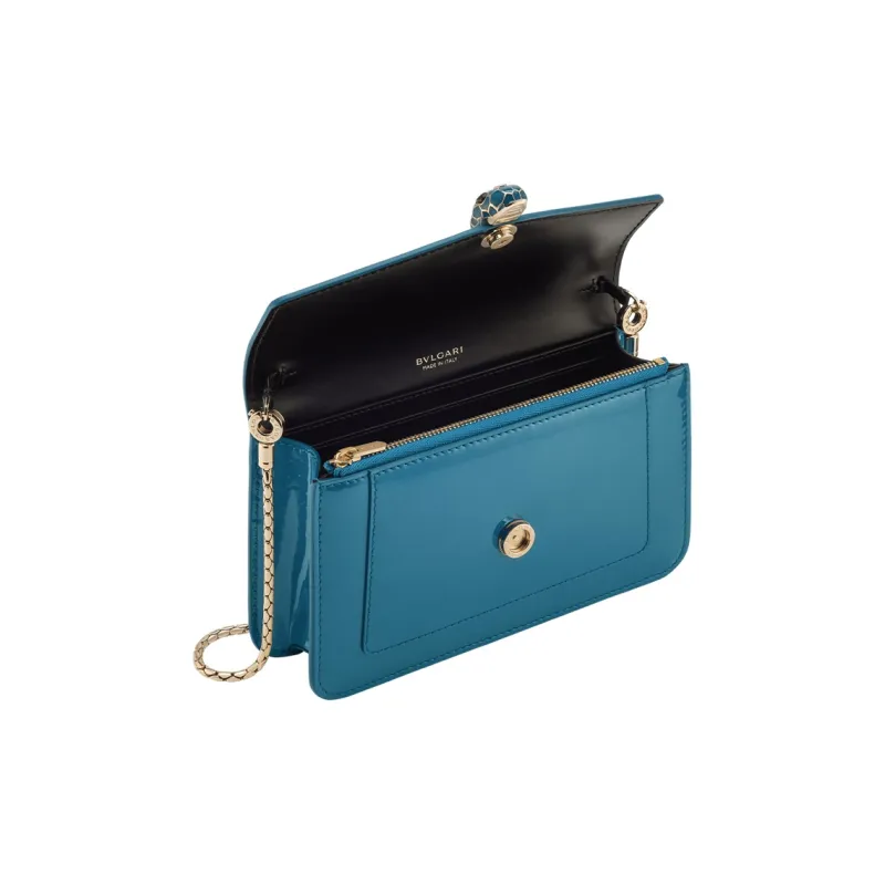 BVLGARI Serpenti Forever Calfskin Wallet, Shoulder Bag Women's Blue-2