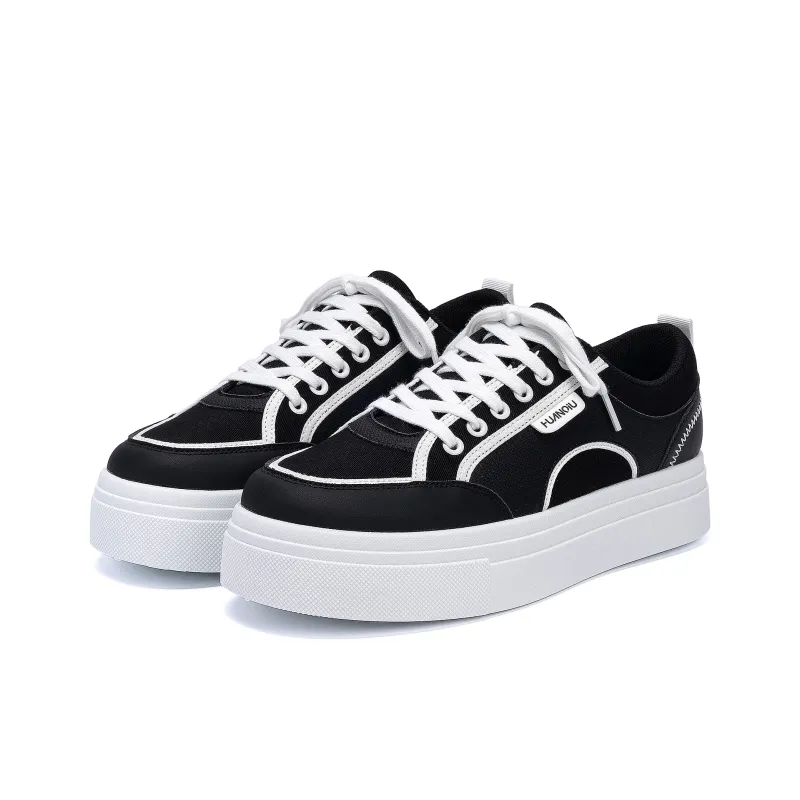 HUANQIU Coverage Lightweight And Breathable Low Top Skateboard Shoes Men's Black-3