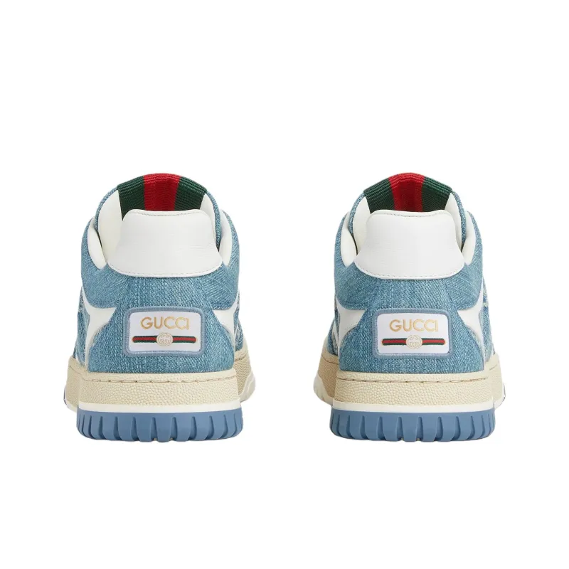 GUCCI Re Web Low Top Skateboard Shoes Women's Blue-4