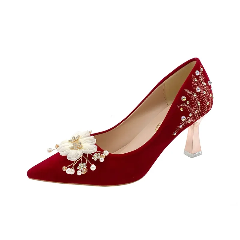 Dawei's House Slim Heel High Heels Women's Red-0