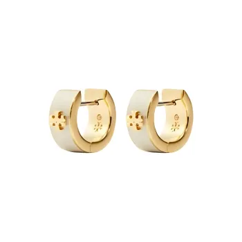 TORY BURCH Kira Enamel Huggie Hoop Earrings