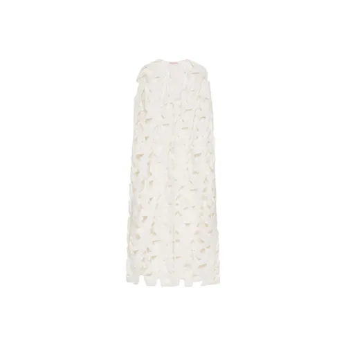 Valentino Embroidered Compact Drap Cape Cloaks Women's White