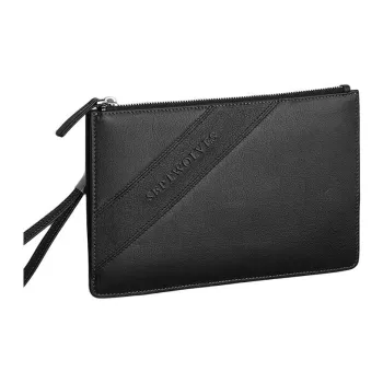 SEPTWOLVES Cow Leather Clutch Medium Size Men's Black