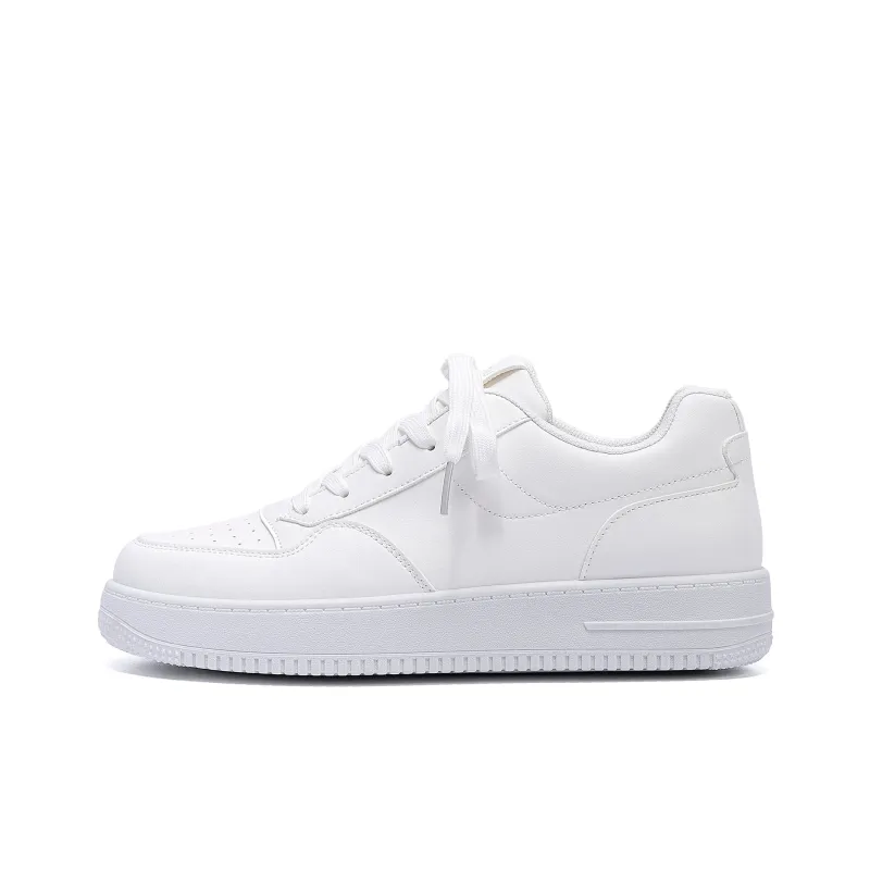 HUANQIU Abrasion Resistant, Lightweight, And Breathable Low Top Skateboard Shoes Men's White-0