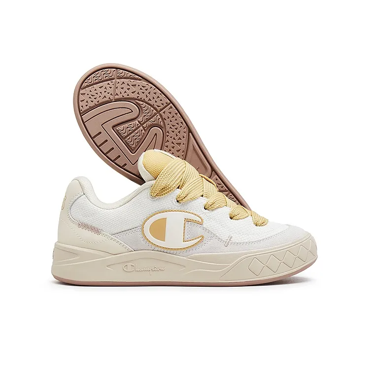 Champion Atomic Shoes Balanced Lightweight Low Top Skateboard Shoes Unisex Milk White/Resin Yellow-1