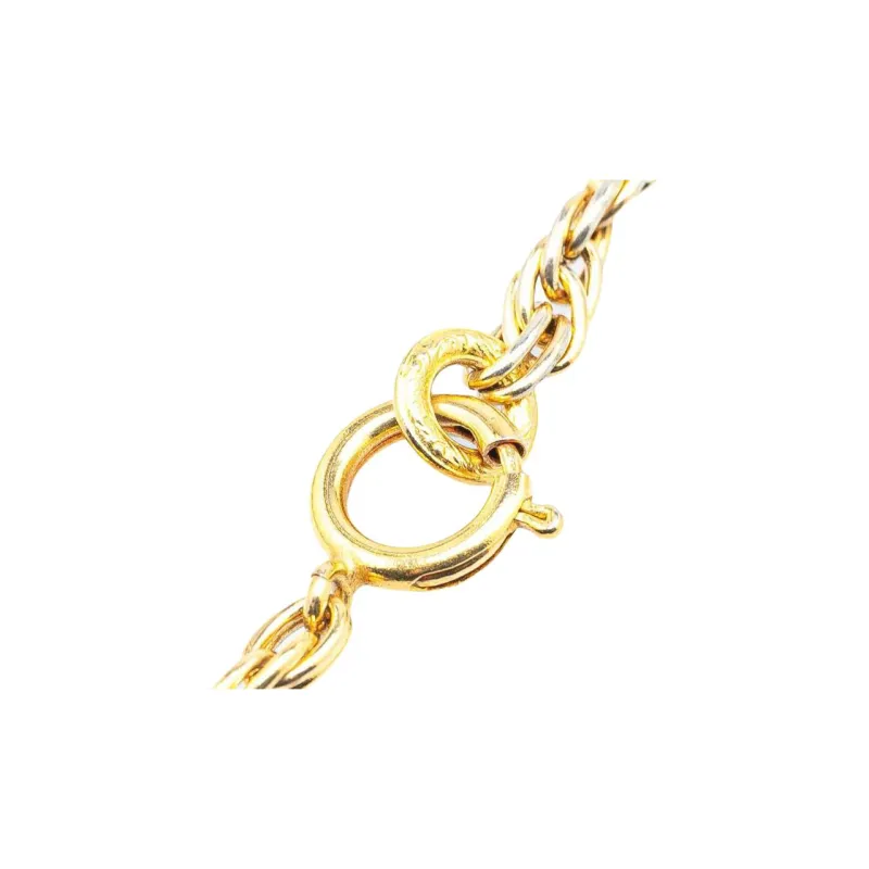 CHANEL 1970 1980 Plated Cc Rhinestone Pendant Necklace Costume Necklace-1
