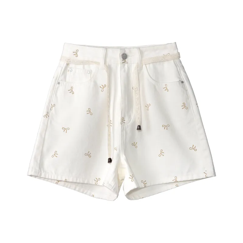 Fstudio Summer Korean Style Petite Sweet & Spicy Outfit 100% Cotton Print Denim Shorts Women's-1