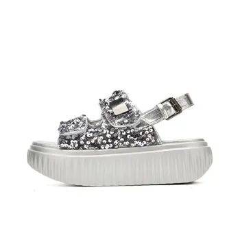 DAPHNE Beach Sandals Women's Black, Silver