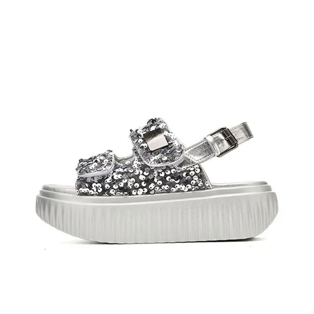 DAPHNE Beach Sandals Women's Black, Silver-3