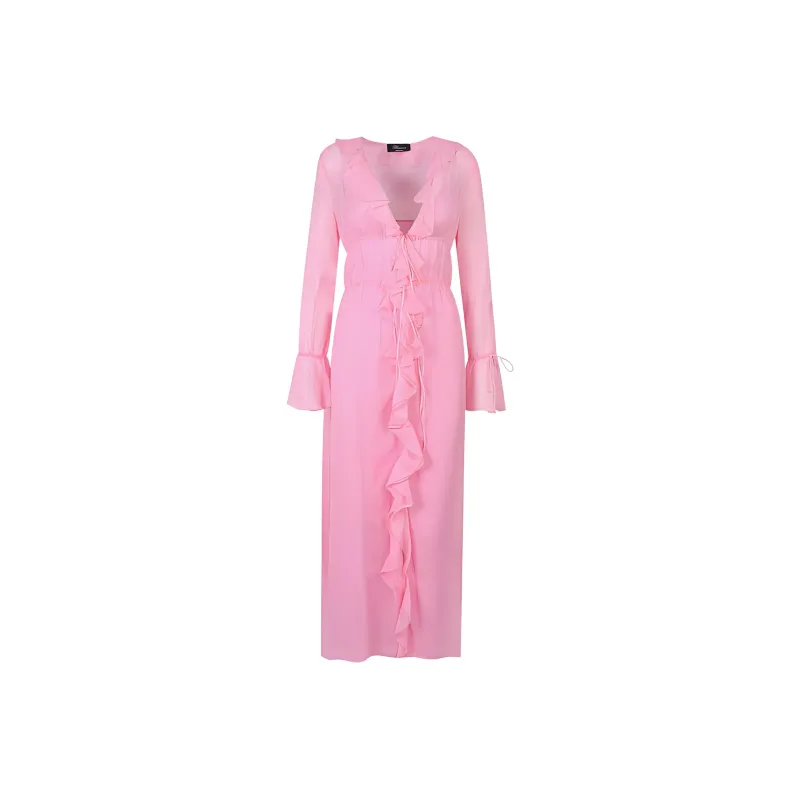 Blumarine Ruffle Detailed Draped Maxi Dress-0