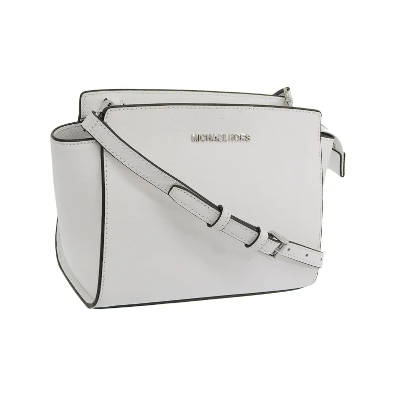 MICHAEL KORS Selma Leather Shoulder Bag Medium Size Women's White-1