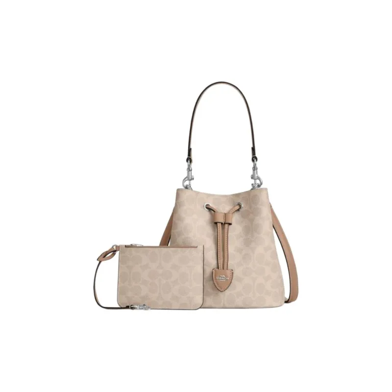 COACH Rowan Artificial Leather Bucket Bag Handbag Trumpets Women's Sand Yellow & Taupe-1
