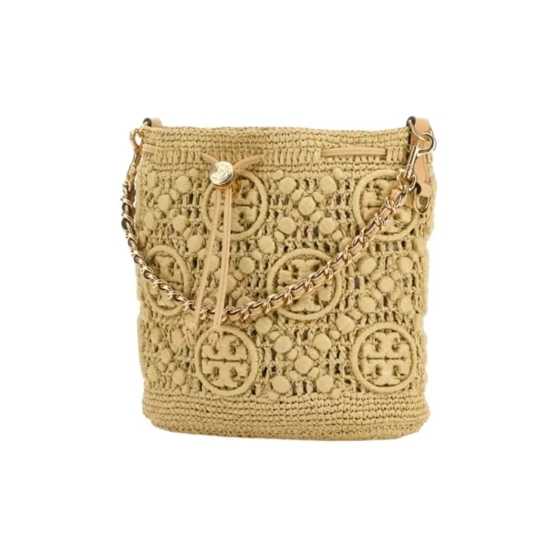 TORY BURCH Raffia Shoulder Bag Women's Beige-1