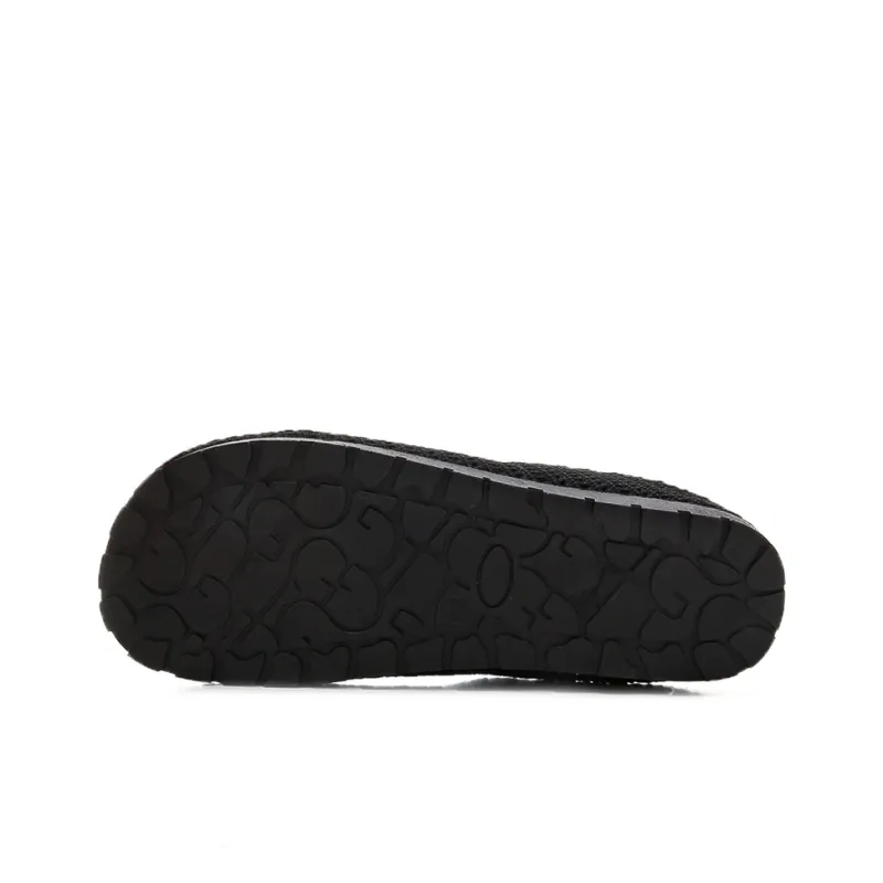 HUANQIU Rubber Sole Cut Out Woven Quiet, Odor Resistant, Slip Resistant Closed Toe Slippers Women's Black-4