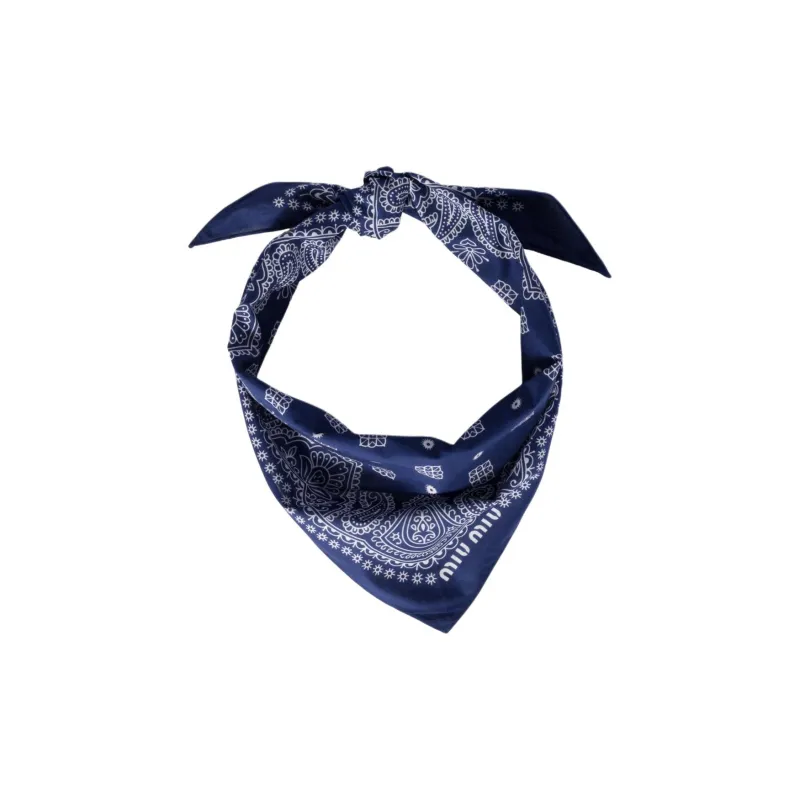 MIU MIU Poplin Knit Scarves Women's Marine Blue-1
